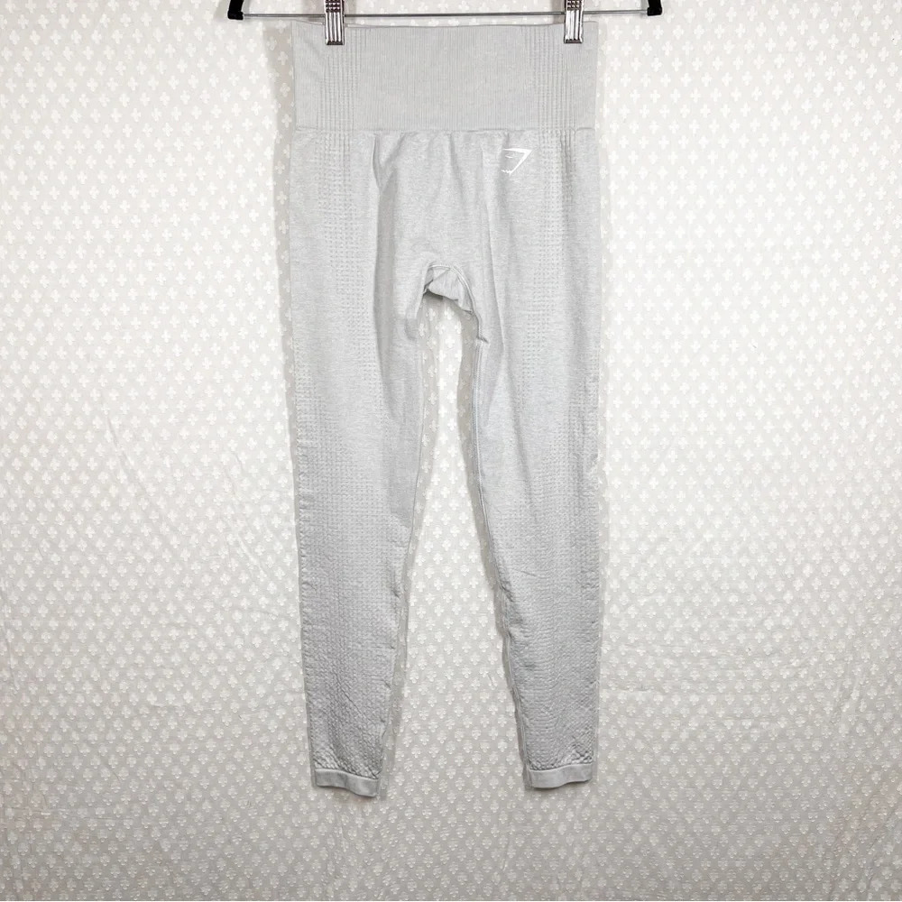 Gymshark Women Leggings Sz S Light Grey Seamless‎ High Rise Activewear Workout